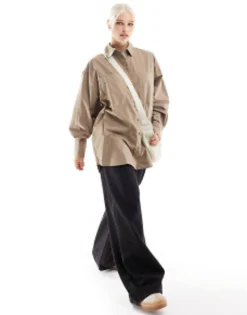 Design Oversized Shirt In Taupe