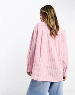 Design Oxford Shirt In Pink And Burgundy Stripe