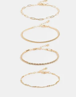 Design Pack Of 4 Fine Chain Bracelets In Tone