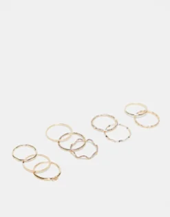 Design Pack Of 12 Rings With Twist Details And Engraved Designs In Tone