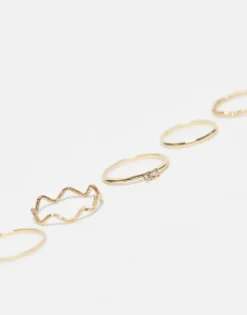 Design Pack Of 12 Rings With Twist Details And Engraved Designs In Tone