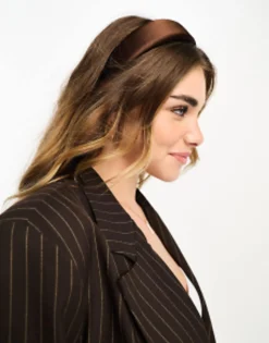 Design Padded Headband In Chocolate Satin