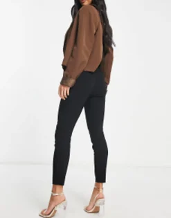 Design Petite High Waist Trousers Skinny Fit In