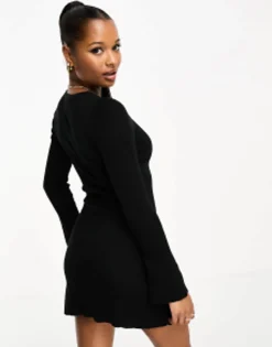 Design Petite Knitted Fit And Flare Mini Dress In