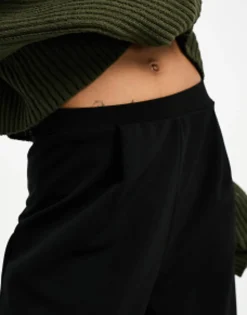 Design Petite Wide Leg Jersey Suit Trouser In