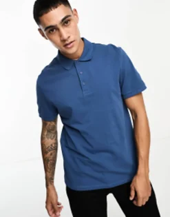 Design Pique Polo Shirt In Blue