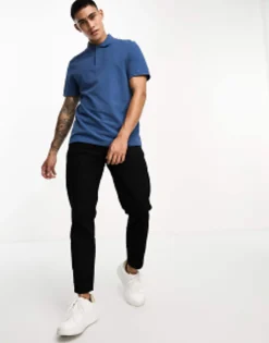 Design Pique Polo Shirt In Blue