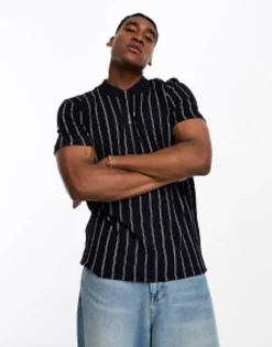 Design Polo T-Shirt In White Stripe