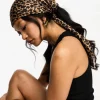 Design Polysatin Large Headscarf In Leopard Print In Neutral