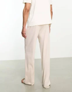 Design Pyjama Lounge Set With T-Shirt And Trousers In Rib