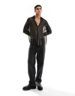 Design Relaxed Sheer Shirt In And Gold Stripe