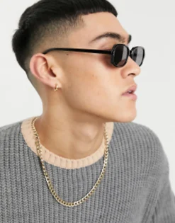 Design Retro Frame Square Sunglasses With Smoke Lens In