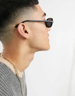 Design Retro Frame Square Sunglasses With Smoke Lens In