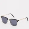 Design Retro Metal Sunglasses With Smoke Lens In And Black