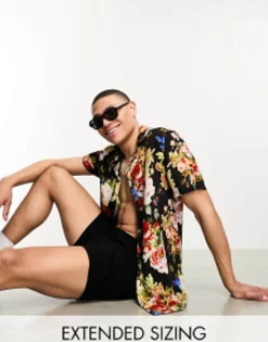 Design Revere Shirt In Bright Floral Print