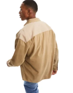 Design 90S Oversized Shirt With Mixed Cord Detailing In