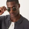 Design 90S Round Metal Sunglasses With Smoke Lens In