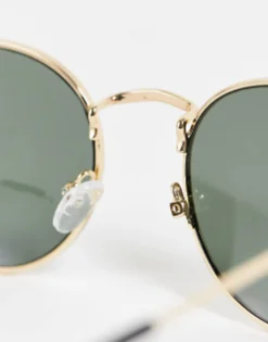 Design 90S Round Metal Sunglasses With Smoke Lens In
