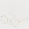 Design 90S Round Metal Sunglasses With Clear Lens In