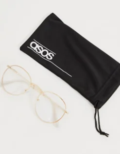 Design 90S Round Metal Sunglasses With Clear Lens In