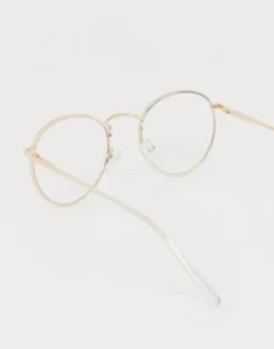 Design 90S Round Metal Sunglasses With Clear Lens In