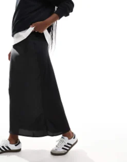 Design Satin Bias Midi Skirt In