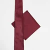 Design Satin Slim Tie And Pocket Square In