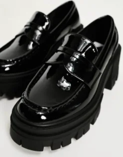 Design Script Chunky Mid Heeled Loafers In