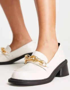 Design Sergio Mid Heeled Loafers With Chain In