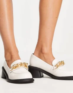 Design Sergio Mid Heeled Loafers With Chain In