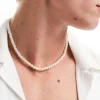 Design Short 6Mm Glass Faux Pearl Necklace In