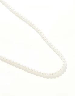 Design Short 6Mm Glass Faux Pearl Necklace In