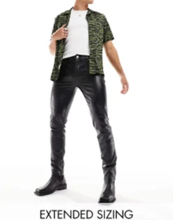 Design Skinny Leather Look Trouser In