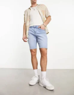 Design Skinny Regular Length Denim Shorts In Vintage Light Wash