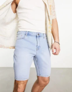 Design Skinny Regular Length Denim Shorts In Vintage Light Wash