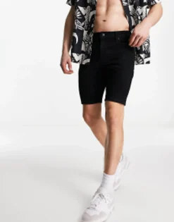Design Skinny Regular Length Denim Shorts In