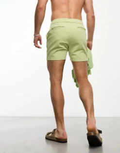 Design Skinny Shorts In Shorter Length In Green