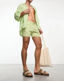 Design Skinny Shorts In Shorter Length In Green