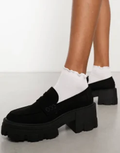 Design Sloane Chunky Mid Heeled Loafers In