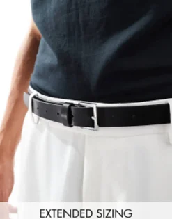 Design Smart Faux Leather Skinny Belt With Silver Buckle In