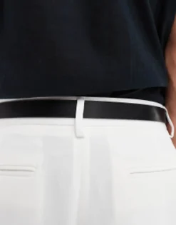 Design Smart Faux Leather Skinny Belt With Silver Buckle In