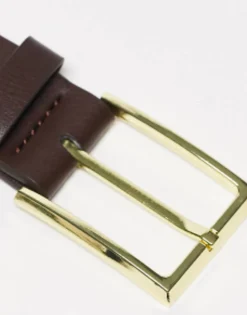 Design Smart Faux Leather Belt With Gold Buckle In