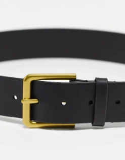 Design Smart Leather Belt With Gold Buckle In