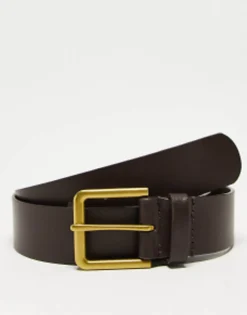 Design Smart Leather Belt With Gold Buckle In
