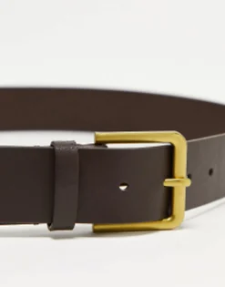 Design Smart Leather Belt With Gold Buckle In