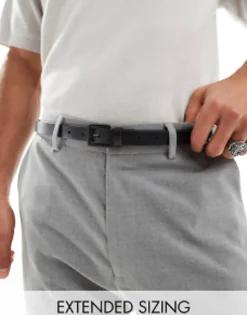 Design Smart Leather Skinny Belt With Matte Buckle In