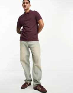 Design Smart Pique Polo Shirt In Burgundy
