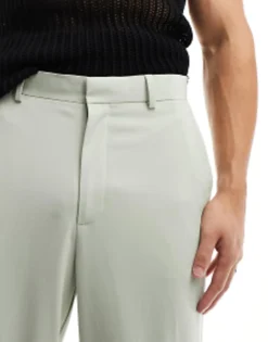 Design Smart Wide Leg Trousers With Tie Cuffs In