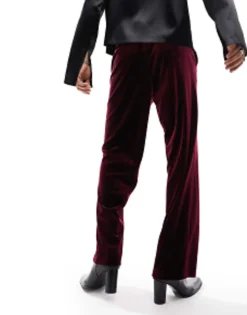 Design Smart Wide Leg Trousers In Velvet