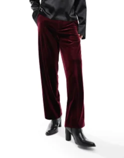 Design Smart Wide Leg Trousers In Velvet
